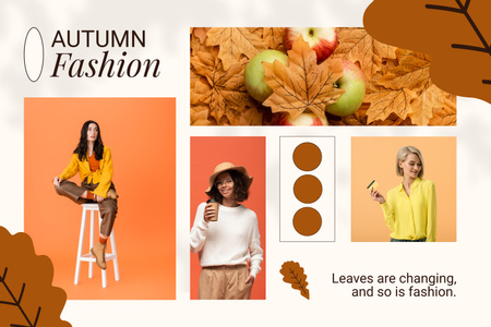 Şık Genç Kadınlar için Sonbahar Modası Mood Board Tasarım Şablonu