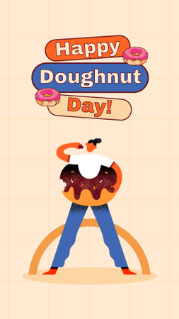 Plantilla de diseño de Deseando feliz celebración del día del donut Instagram Video Story 