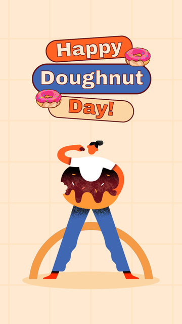 Wishing Happy Doughnut Day Celebration Instagram Video Story Modelo de Design