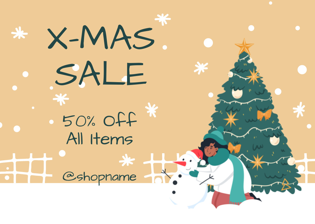 Christmas Discounts on All Products Card Design Template