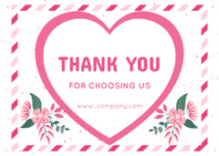 Thank You for Your Choosing Us Phrase with Flowers and Heart