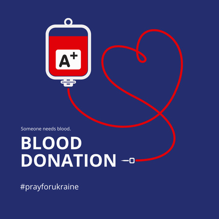 Ontwerpsjabloon van Instagram van Bloeddonatiemotivatie op blauw