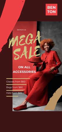 Fashion Sale with Woman Dressed in Red Flyer DIN Large Design Template