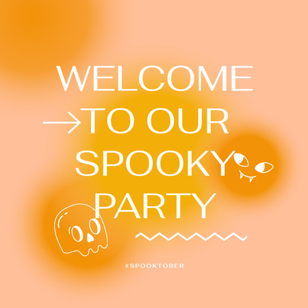 Party on Halloween Announcement with Skull Illustration Animated Post Design Template