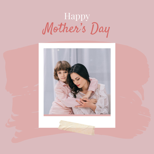 Mother's Day Holiday Greeting on Pink Instagram Design Template