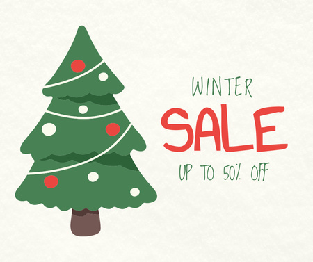 Ontwerpsjabloon van Facebook van Winter Sale Announcement with Tree