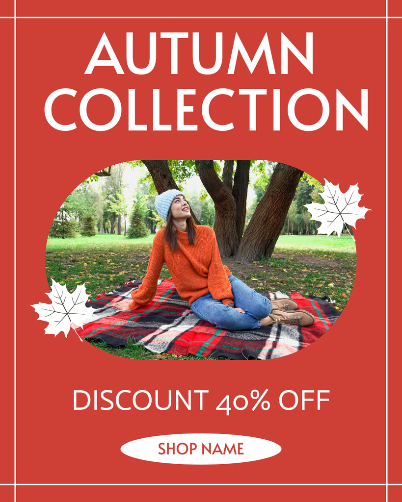 Autumn Collection Offer on Red Instagram Post Vertical Πρότυπο σχεδίασης