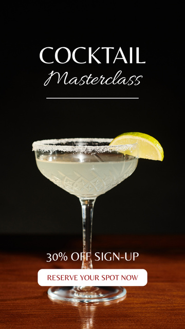 Offer Discounts on Participation in Cocktail Masterclass for Early Booking Instagram Story Πρότυπο σχεδίασης