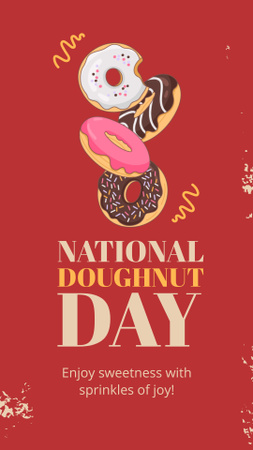 Comemoração do Dia Nacional do Donut com os Donuts Mais Doces Instagram Video Story Modelo de Design