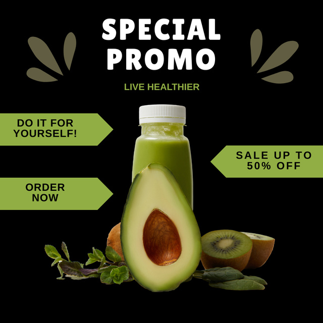Designvorlage Fresh Juice In Bottle With Discount für Instagram