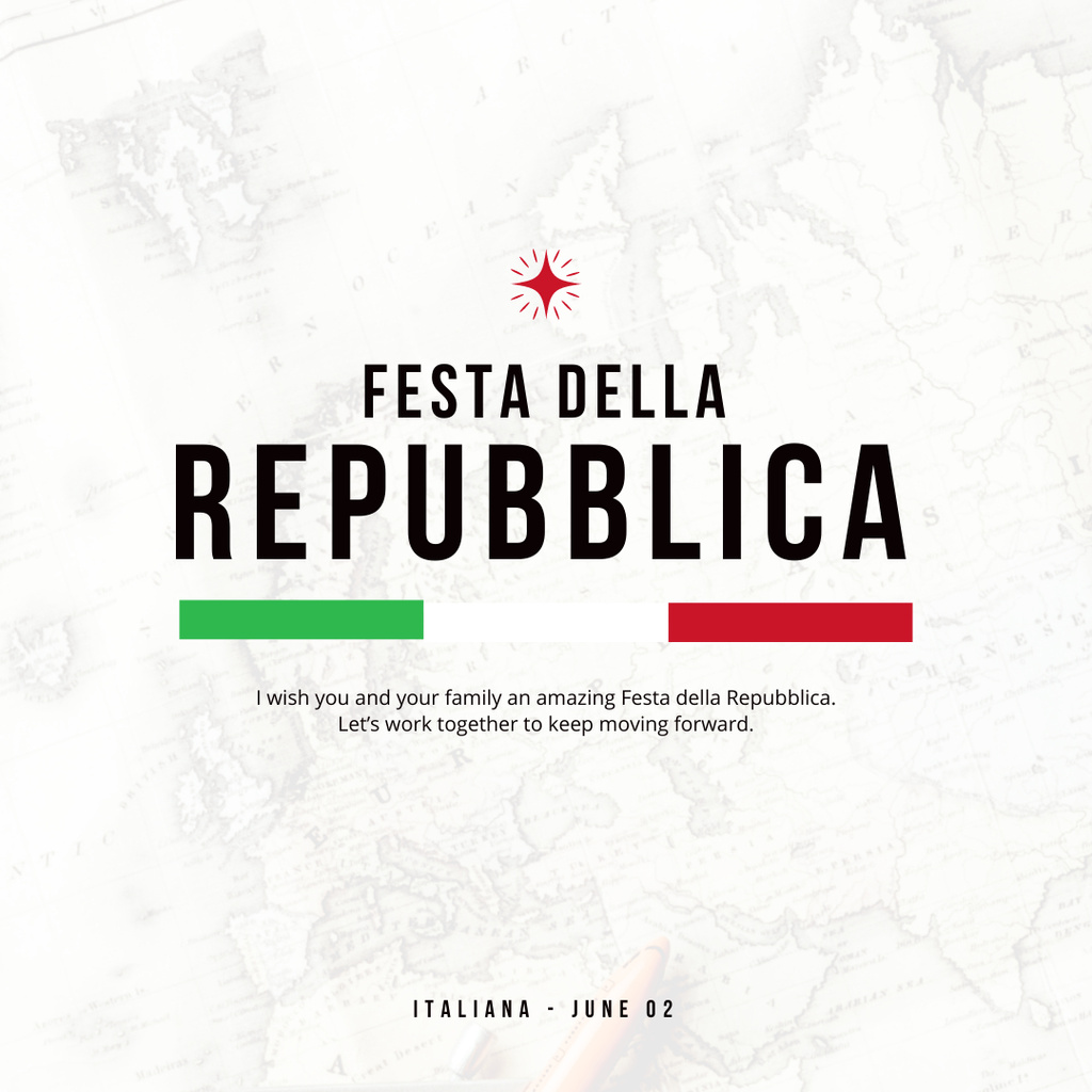 Designvorlage Italian National Day Greeting and Wishes für Instagram