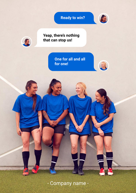 Successful Girls' Football team Poster Modelo de Design