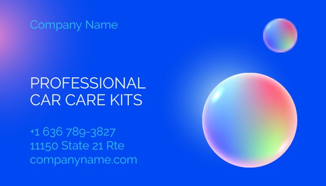Offer of Professional Car Care Kits on Blue Business Card US Design Template