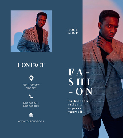 Handsome Man wearing Formal Suit Brochure 9x8in Bi-fold Design Template