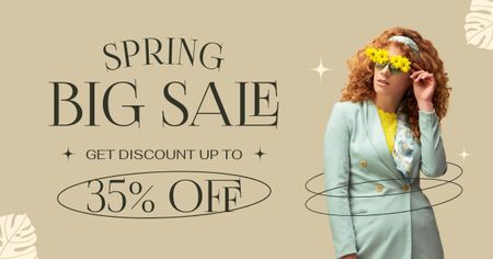 Spring Sale Announcement with Stylish Woman Facebook AD Design Template