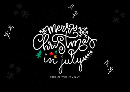Plantilla de diseño de Anuncio de celebración de Navidad en julio en negro Flyer A6 Horizontal 