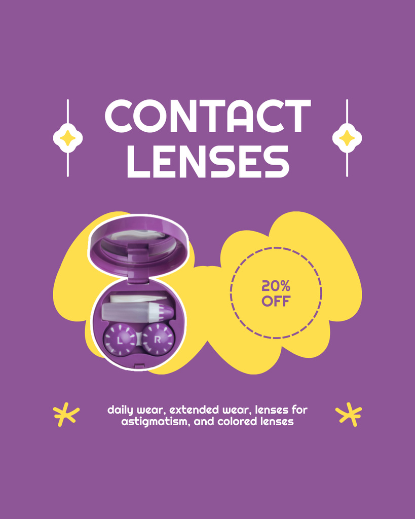Designvorlage Discount on Contact Lenses for Daily Wear für Instagram Post Vertical