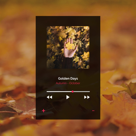 Music Player with Autumnal Leaves on Hand Animated Post Design Template