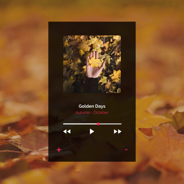 Music Player with Autumnal Leaves on Hand Animated Post Tasarım Şablonu