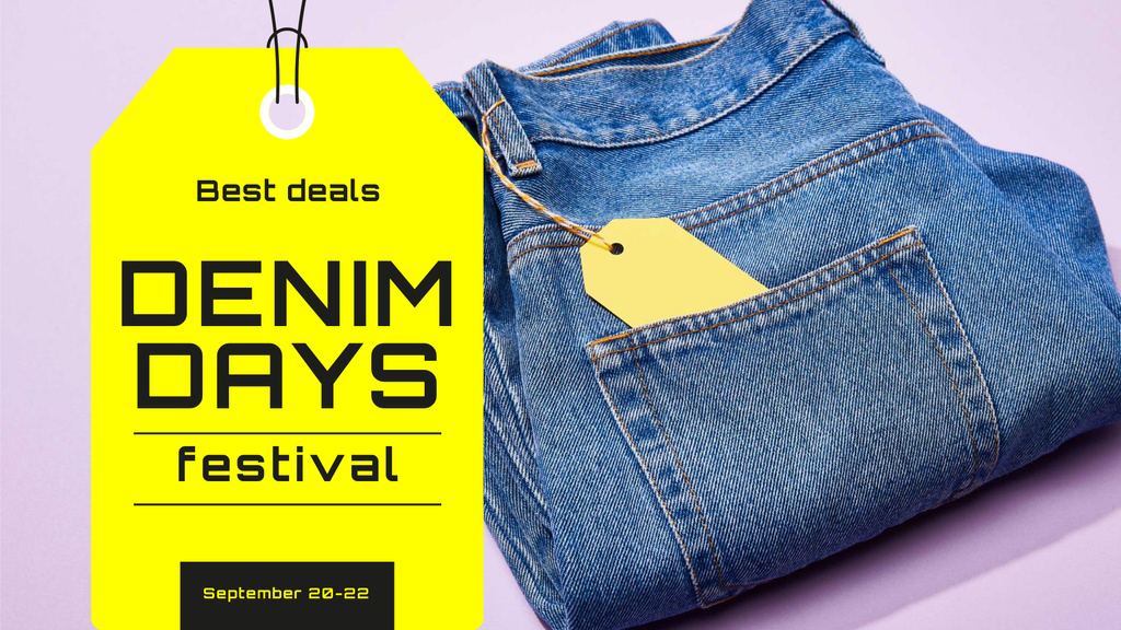 Denim Days Announcement with Tag in Jeans Pocket FB event cover Modelo de Design