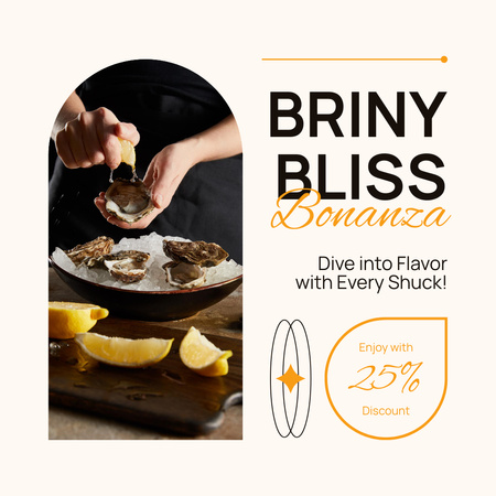 Discount Offer on Fresh Tasty Oysters Instagram AD Design Template