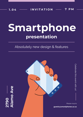 Ontwerpsjabloon van Poster A3 van Ad of New Smartphone Presentation