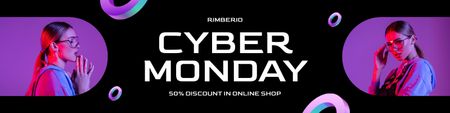 Cyber Monday Discounts in Online Stores Twitter Design Template