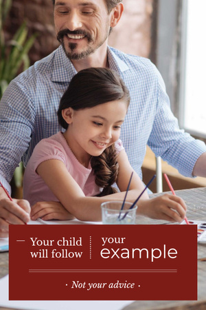 Father painting with daughter Pinterest Design Template