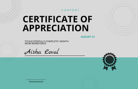 Award of Appreciation  Certificate 5.5x8.5in Design Template