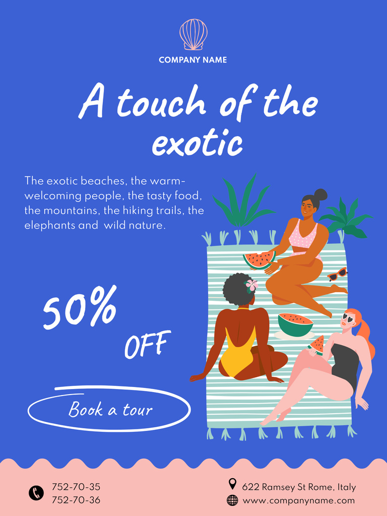 Template di design Awesome And Exotic Tours At Discounted Rates Offer Poster 36x48in