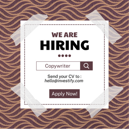 Copywriter hiring abstract pattern Instagram Design Template