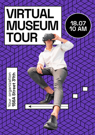 Virtual Museum Tour Announcement Poster A3 Design Template