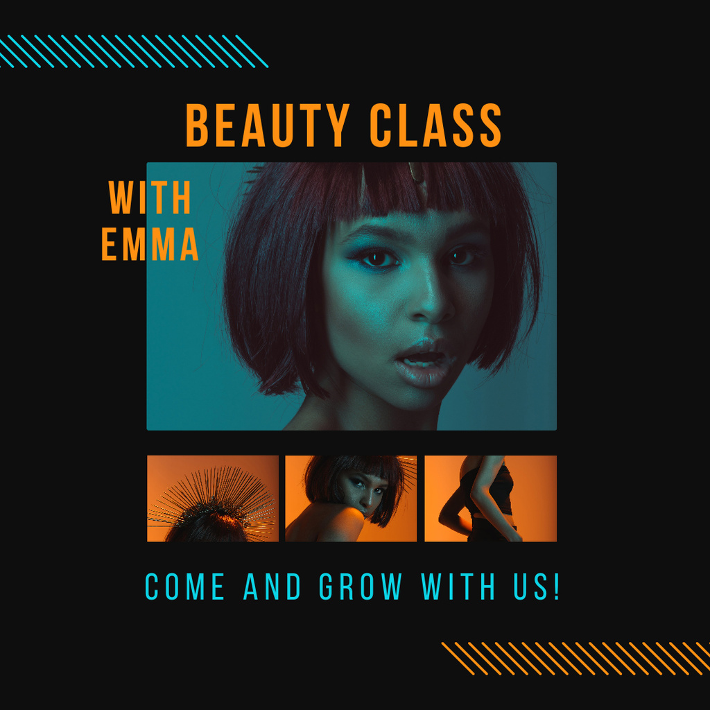 Beauty Class Ad with Young Girl Instagramデザインテンプレート
