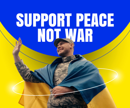 Phrase with Ukrainian Soldier Facebook Modelo de Design