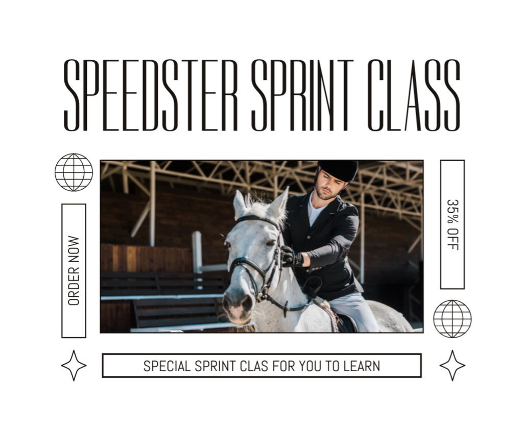 Designvorlage Sprint Equestrian Class At Discounted Rates Offer für Facebook