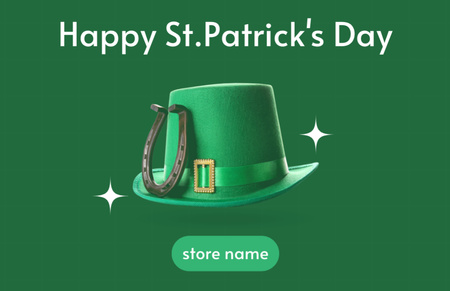 Ontwerpsjabloon van Thank You Card 5.5x8.5in van Happy St. Patrick's Day with Horseshoe and Hat