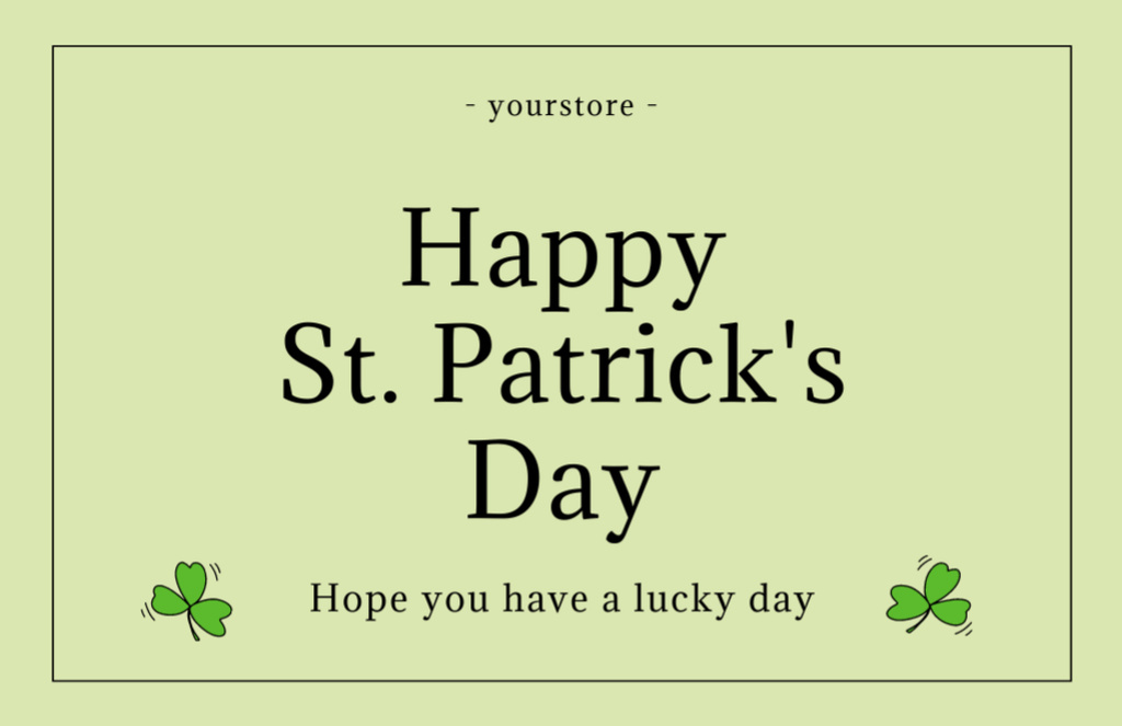 Wishes of Happiness in St. Patrick's Day Thank You Card 5.5x8.5in Design Template
