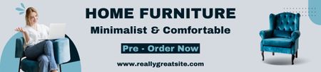 Minimalist and Comfortable Home Furniture Blue Ebay Store Billboard Design Template