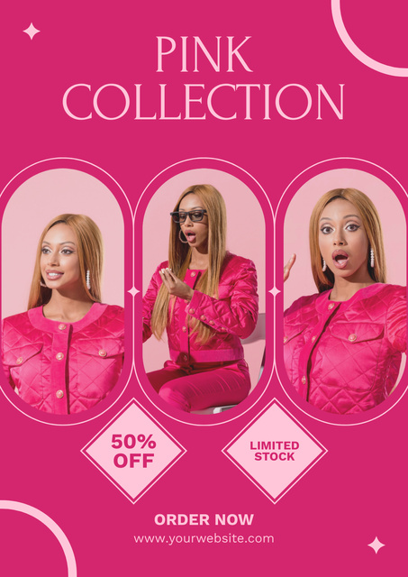 Pink Collection of Trendy Clothes and Accessories Poster Tasarım Şablonu