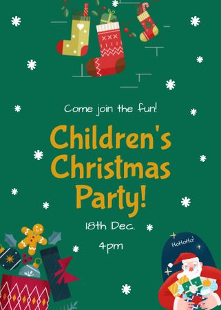 Children's Christmas Party Announcement Invitation Design Template