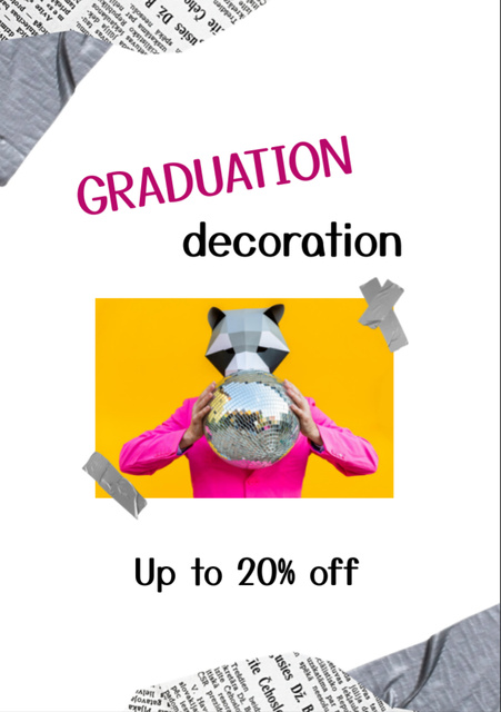 Designvorlage Graduation Decoration Discount für Flyer A7