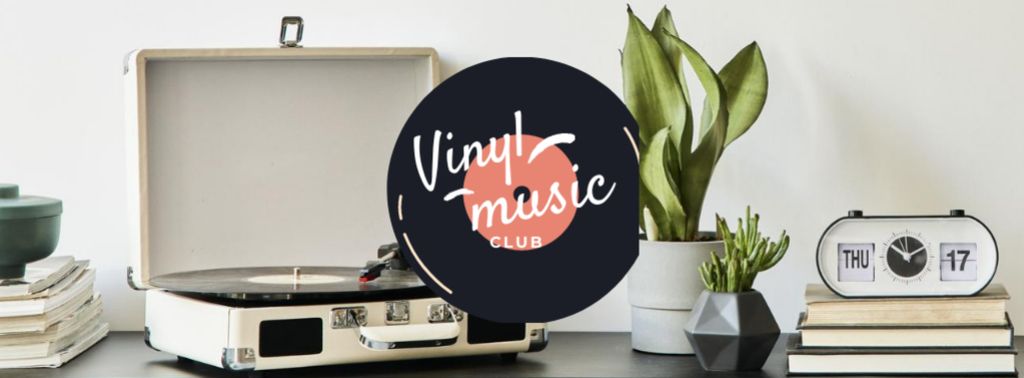 Ontwerpsjabloon van Facebook cover van Vinyl Music club ad