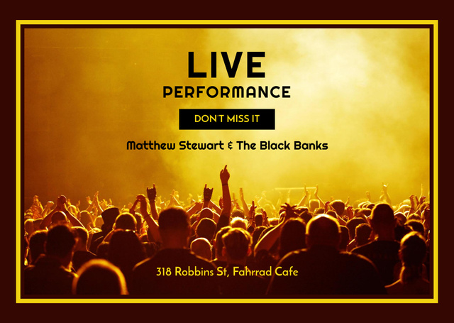 Live Performance Announcement with Fans at Concert Flyer A6 Horizontal tervezősablon