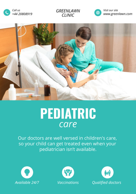 Pediatric Care Services Offer Poster 28x40in Design Template