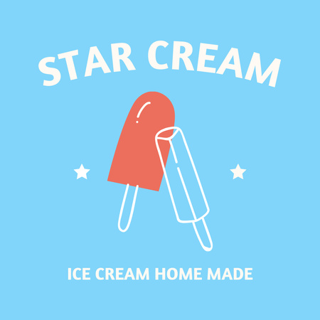 Homemade Ice Cream Promotion In Blue Illustration Logo Design Template