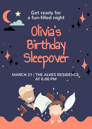 Funny Olivia's Birthday Sleepover Invitation Tasarım Şablonu