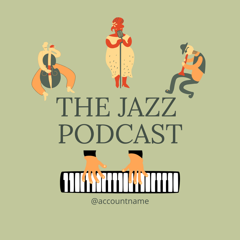 Music Talk Show Announcement With Piano Podcast Cover Πρότυπο σχεδίασης