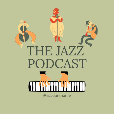 Template di design Annuncio di talk show musicale con pianoforte Podcast Cover