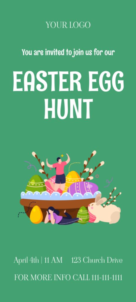 Annual Easter Egg Hunt Ad Invitation 9.5x21cm Πρότυπο σχεδίασης