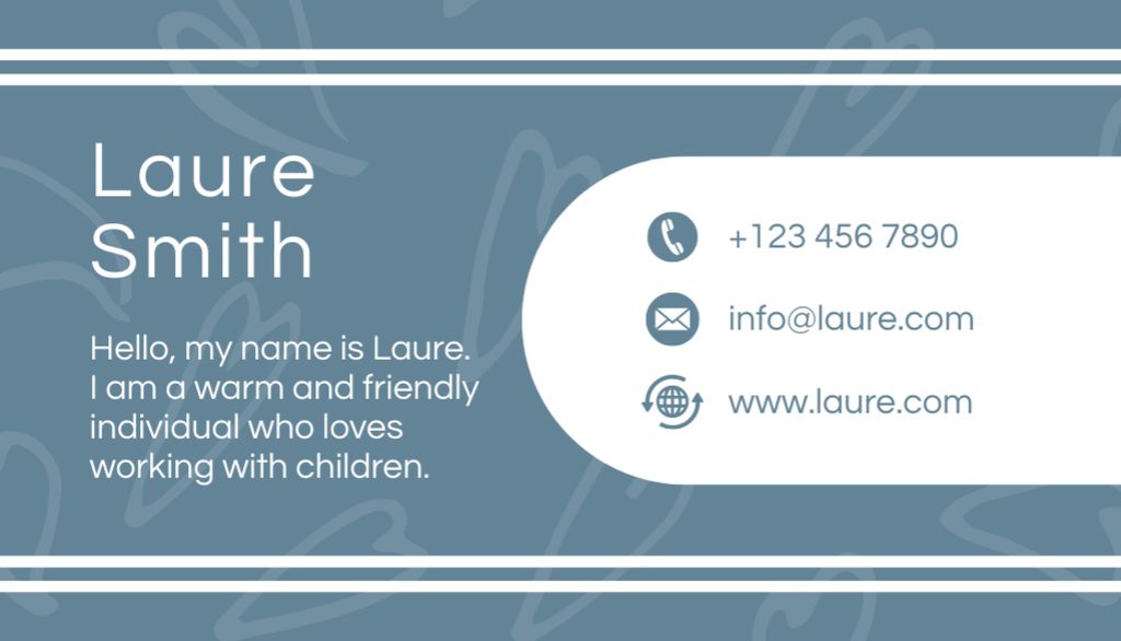 Babysitting Services Ad on blue gray Business Card US Design Template